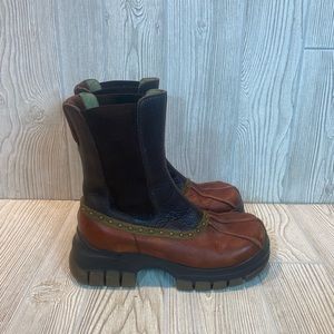 Rare Vtg Canyon River Blues Leather Auckland Brown Chunky Ankle Boots Women’s 8